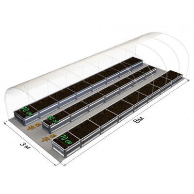 Комплект грядок в теплицу 3x8м Delta-Park GU 0.36м Ш70x50x70см – 3 шт.