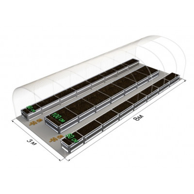 Комплект грядок в теплицу 3x8м Delta-Park GU 0.36м Ш50x100x50см – 3 шт.