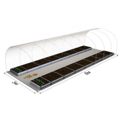 Комплект грядок в теплицу 3x8м Delta-Park GL 7.7x1x0.19м – 2 шт. Комплект грядок в теплицу 3x8м Delta-Park GL 7.7x1x0.19м – 2 шт.
