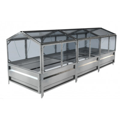 Парник из поликарбоната Delta-Park GH-D+ 4 боковые дверцы 1x3 м (на грядке 36 см)